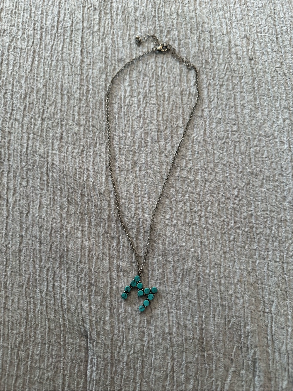 Turquoise Initial Pendant Necklace - Silver Chain